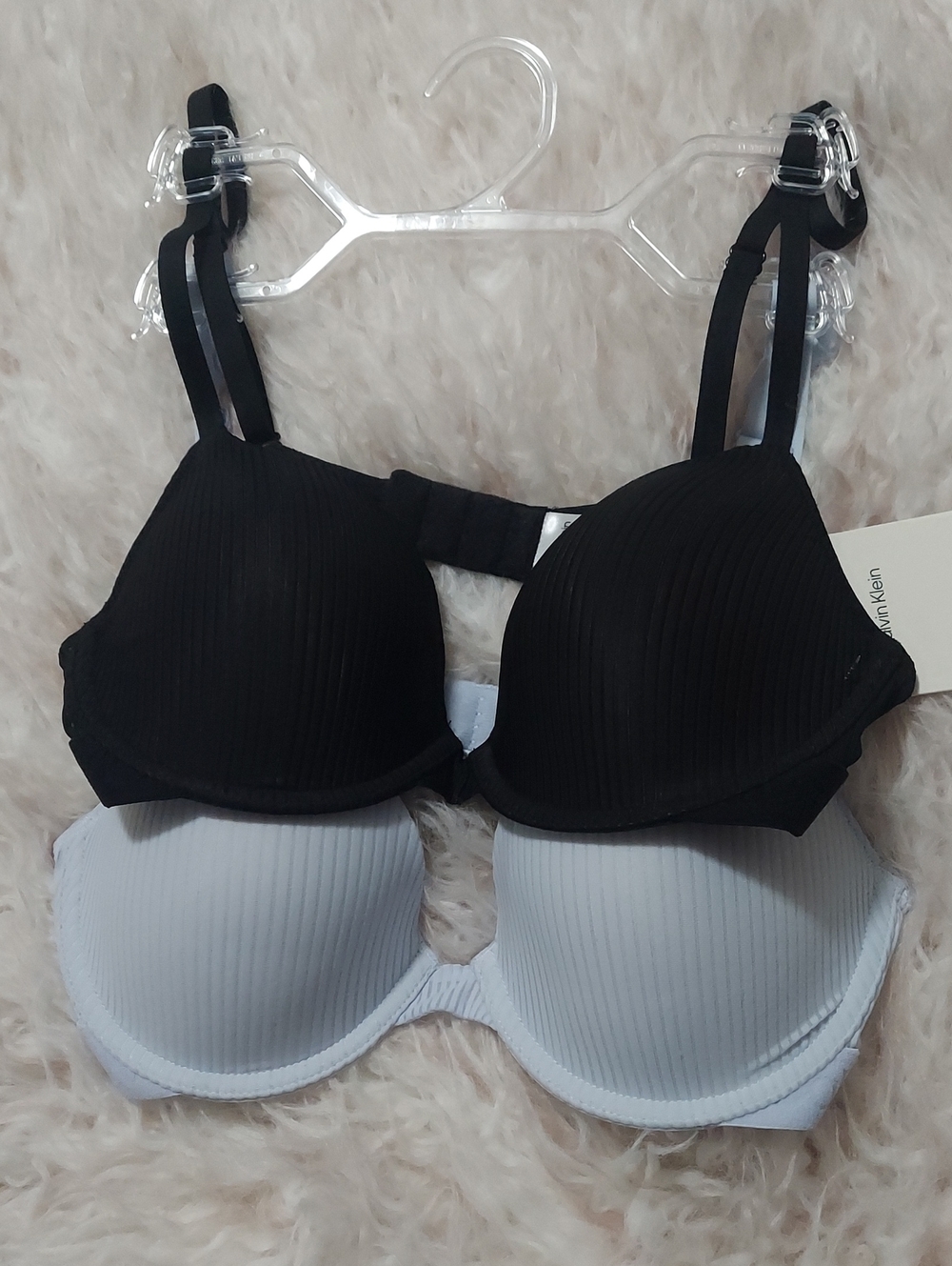 Calvin Klein Black & Light Gray Ribbed Push-Up T-Shirt Bras - 2 Pack